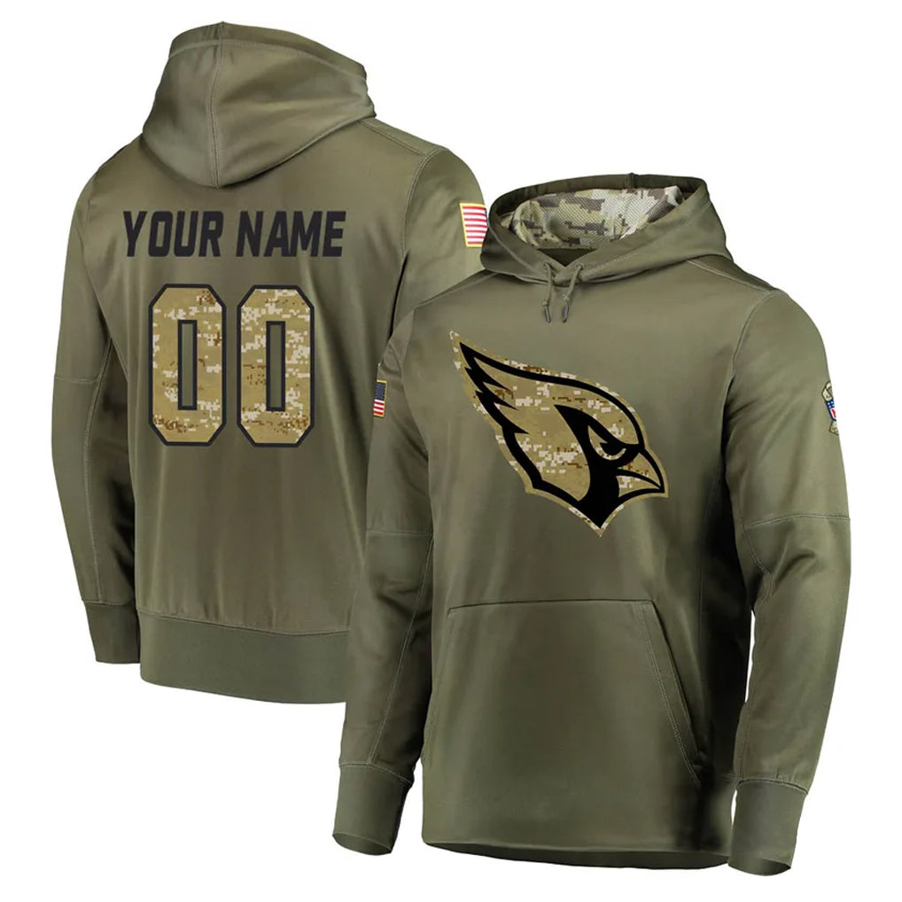 Parkc Custom A.Cardinals Olive Salute to Service Limited Hoodie Any Name & Numbers Stitched Jerseys