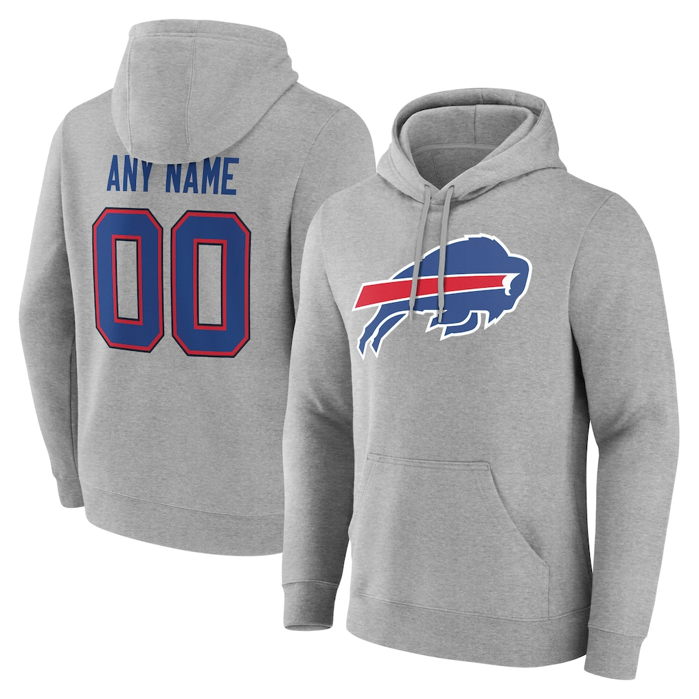 Parkc Custom B.Bills Gray Team Authentic Personalized Name & Number Hoodie Stitched Jerseys