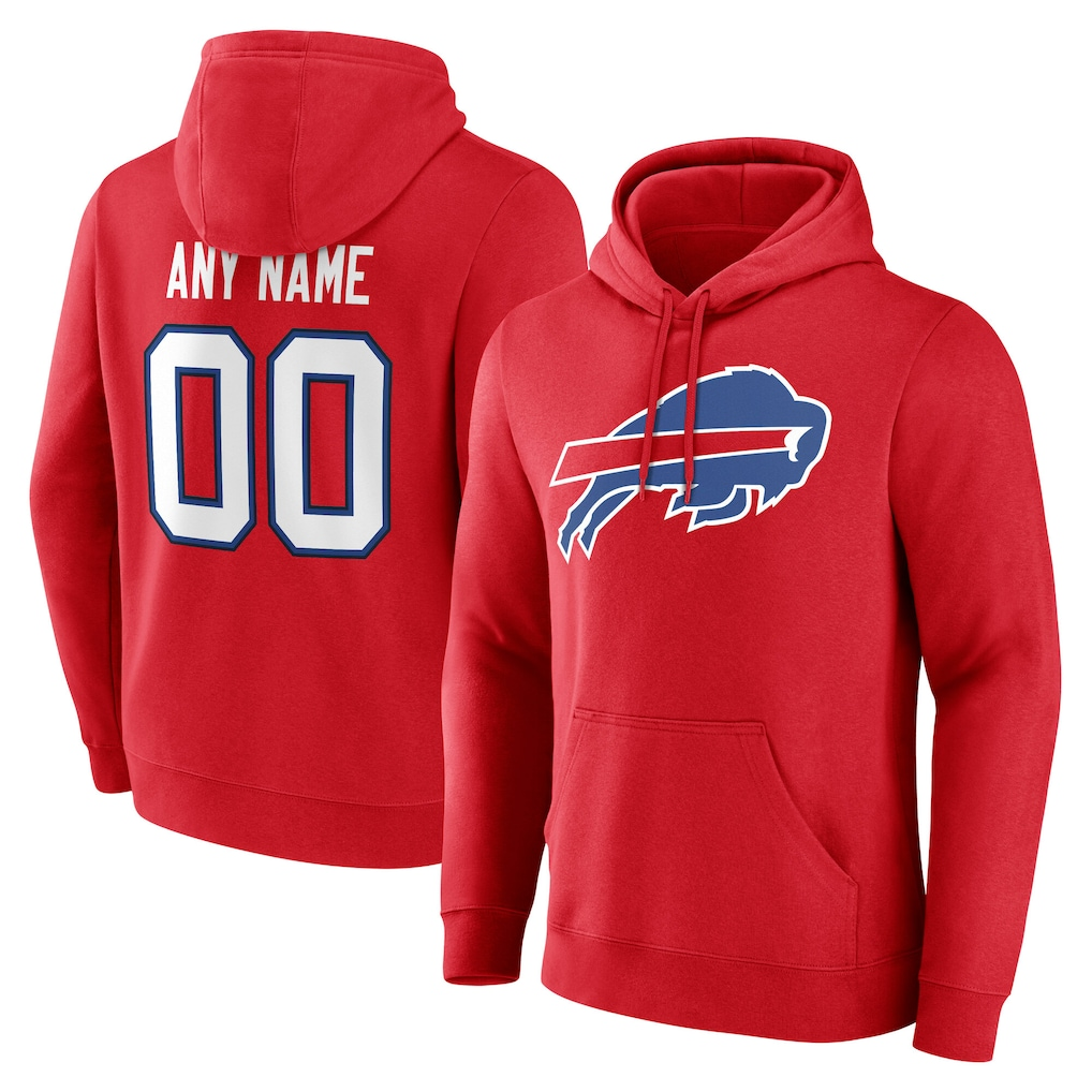 Parkc Custom B.Bills Red Team Authentic Personalized Name & Number Hoodie Stitched Jerseys