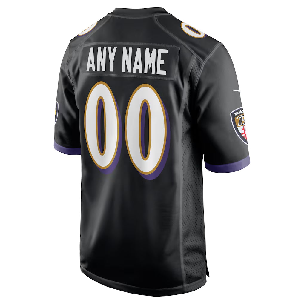 Parkc Custom B.Ravens Black Alternate Home Game Any Name & Numbers Stitched Jerseys