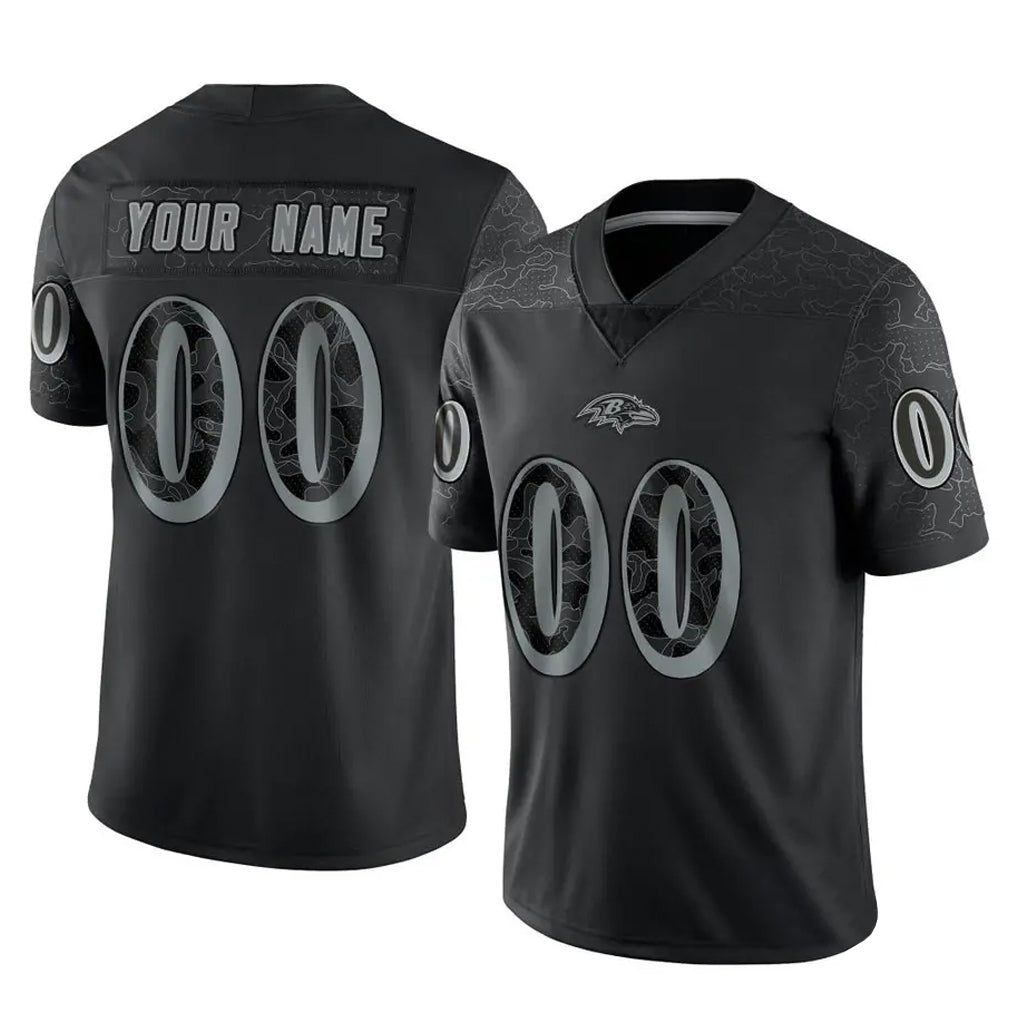 Parkc Custom B.Ravens Black RFLCTV Limited Any Name & Numbers Stitched Jerseys