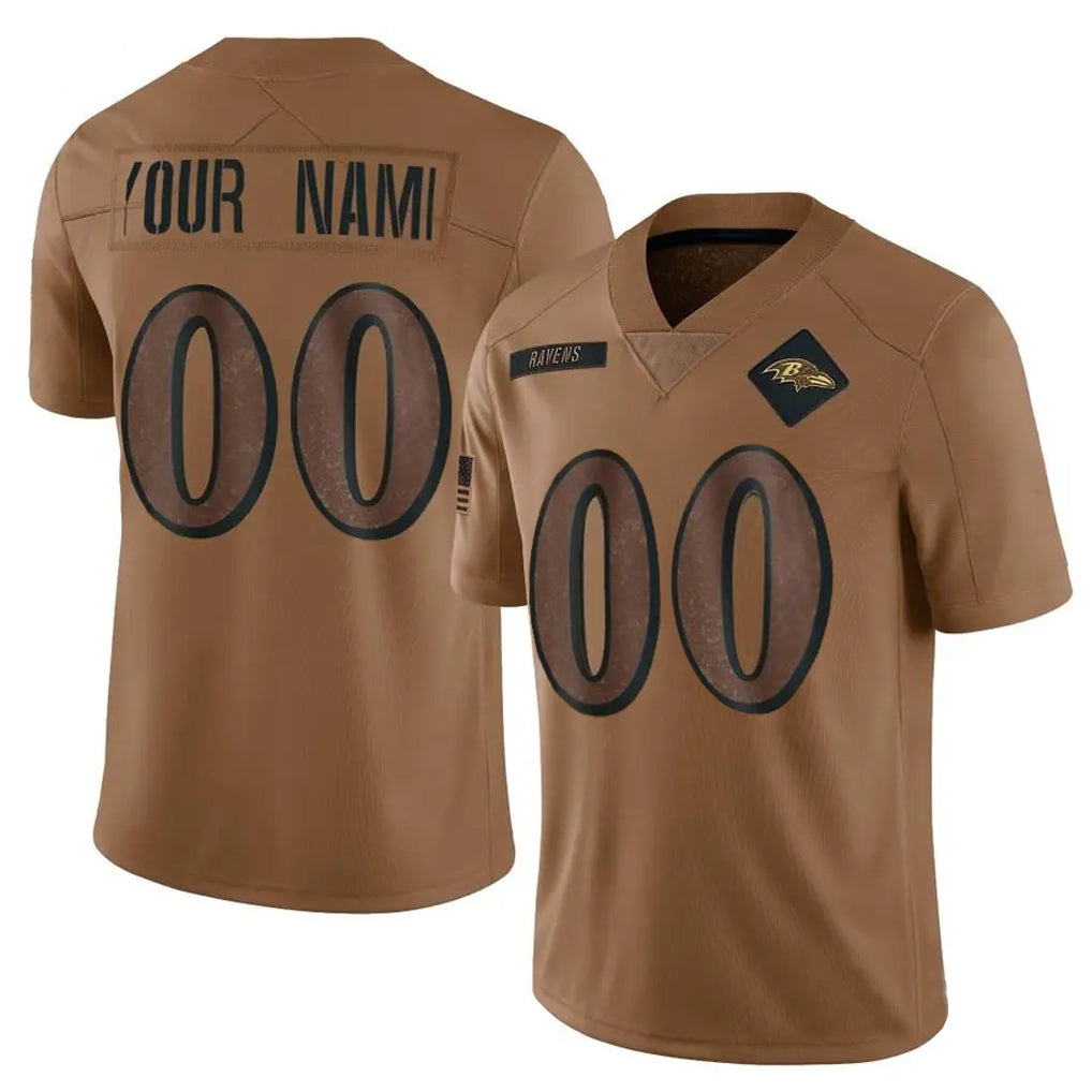 Parkc Custom B.Ravens Brown Salute To Service Limited Any Name & Numbers Stitched Jerseys