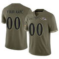 Parkc Custom B.Ravens Olive Salute To Service Limited Any Name & Numbers Stitched Jerseys
