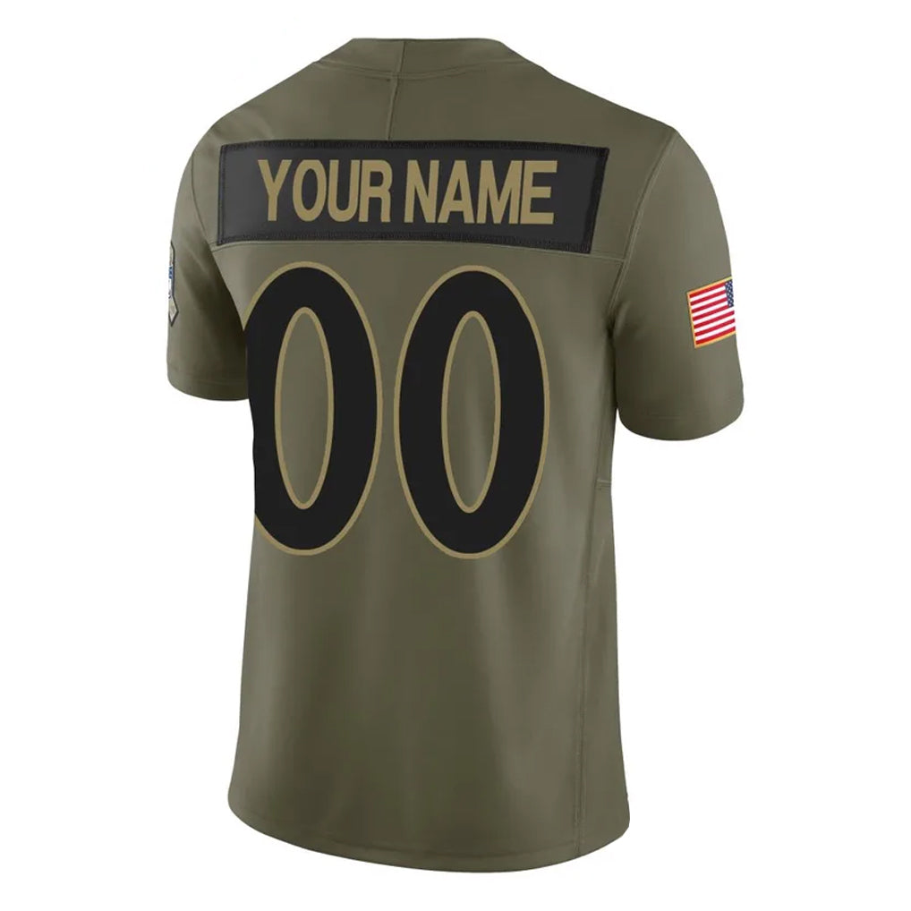 Parkc Custom B.Ravens Olive Salute To Service Limited Home Game Any Name & Numbers Stitched Jerseys