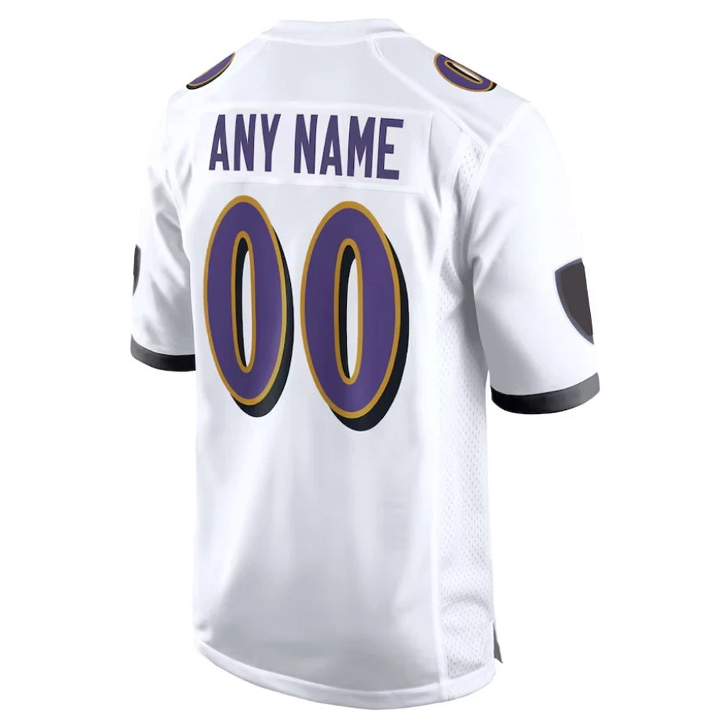 Parkc Custom B.Ravens White Alternate Home Game Any Name & Numbers Stitched Jerseys