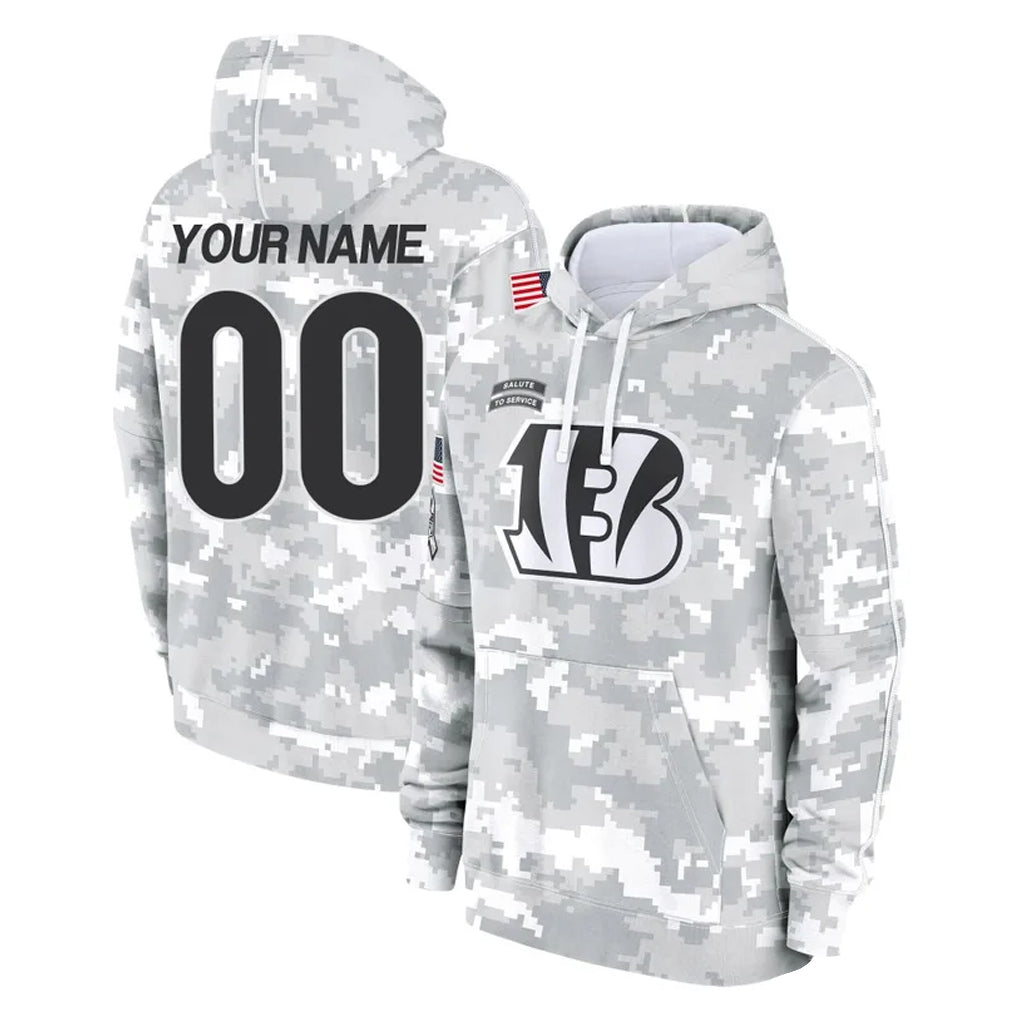 Parkc Custom C.Bengals Arctic Camo Salute to Service Pullover Hoodie Limited Any Name & Numbers Stitched Jerseys