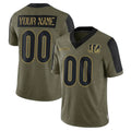 Parkc Custom C.Bengals Olive Salute to Service Game Any Name & Numbers Stitched Jerseys