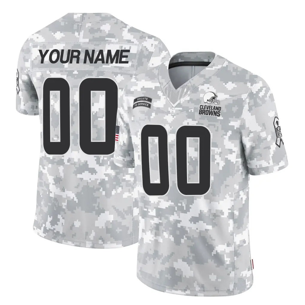 Parkc Custom C.Browns Arctic Camo Salute to Service Limited Home Game Any Name & Numbers Stitched Jerseys