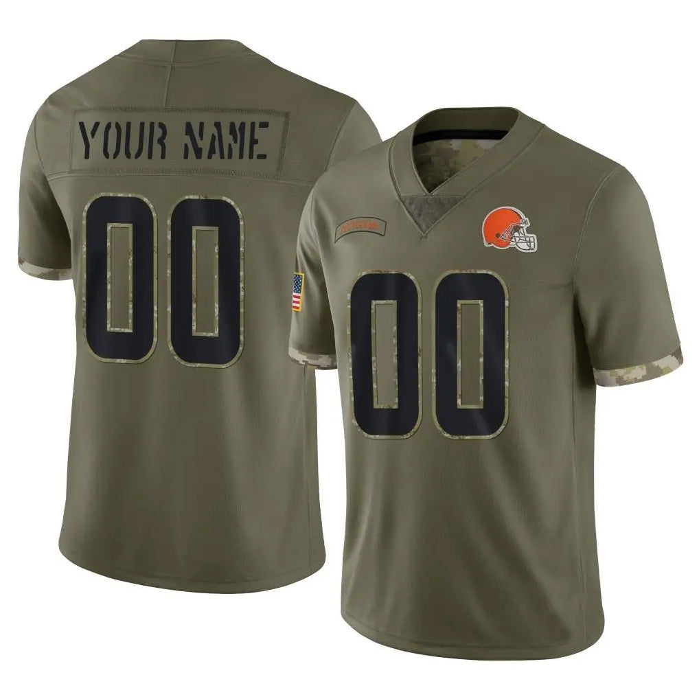 Parkc Custom C.Browns Olive Salute to Service Limited Game Any Name & Numbers Stitched Jerseys