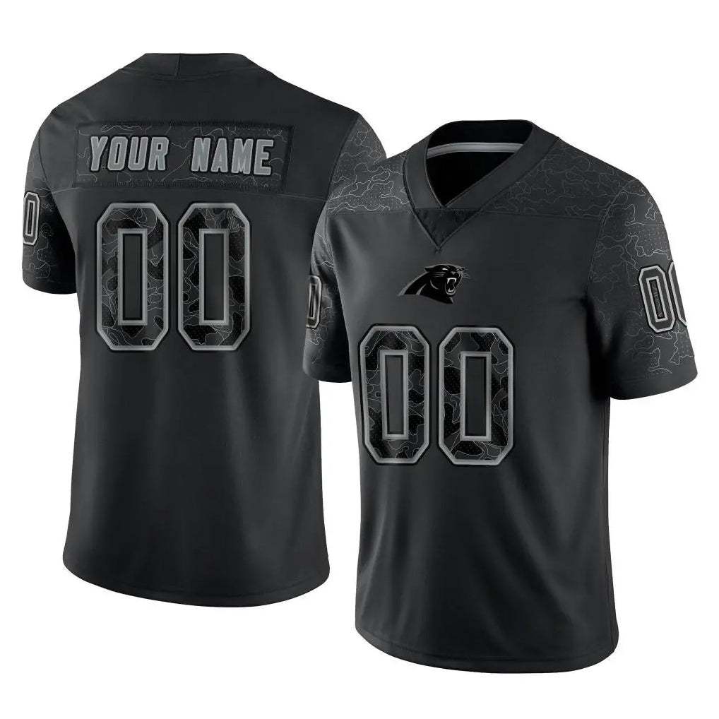 Parkc Custom C.Panthers Black Limited Reflective Game Any Name & Numbers Stitched Jerseys