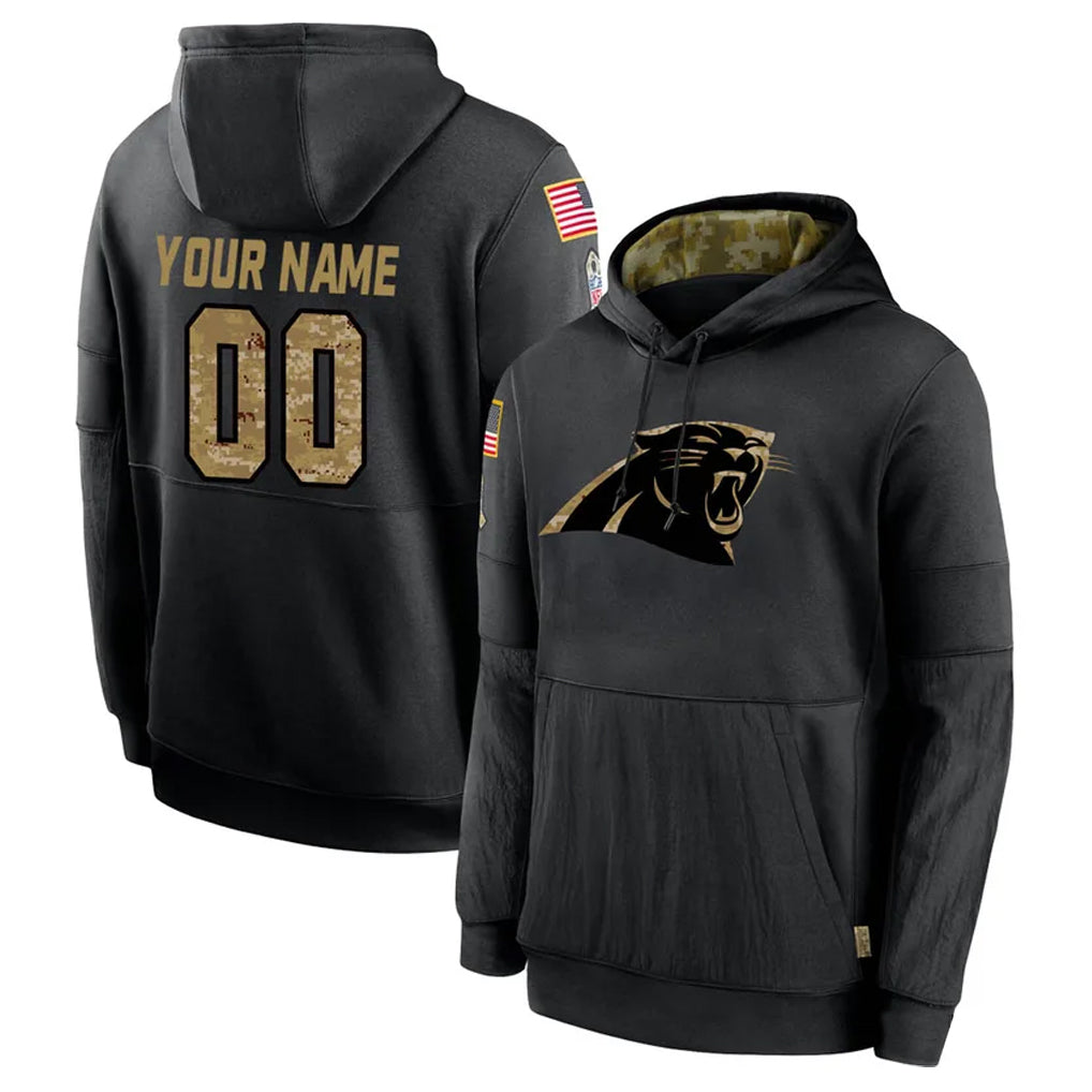 Parkc Custom C.Panthers Black Salute to Service Pullover Hoodies Any Name & Numbers Stitched Jerseys