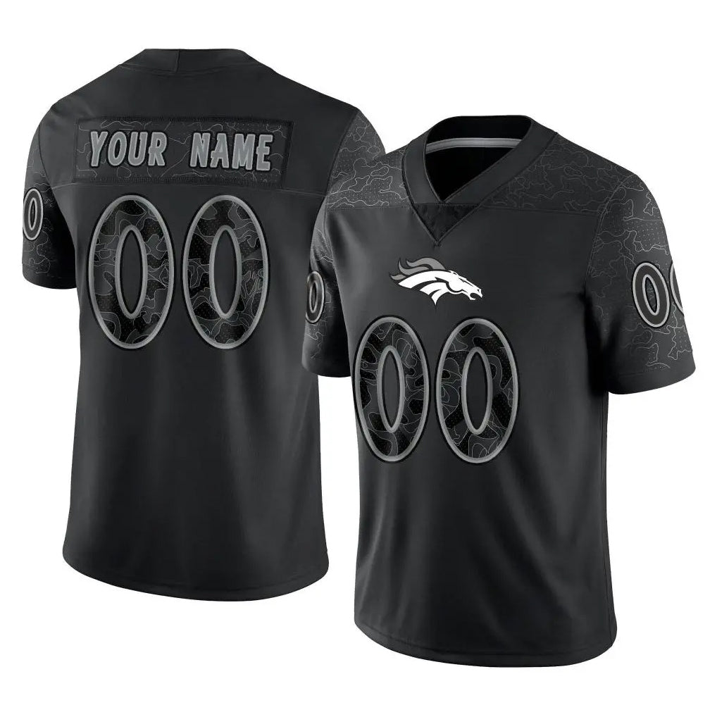 Parkc Custom D.Broncos Black Reflective Limited Any Name & Numbers Stitched Jerseys
