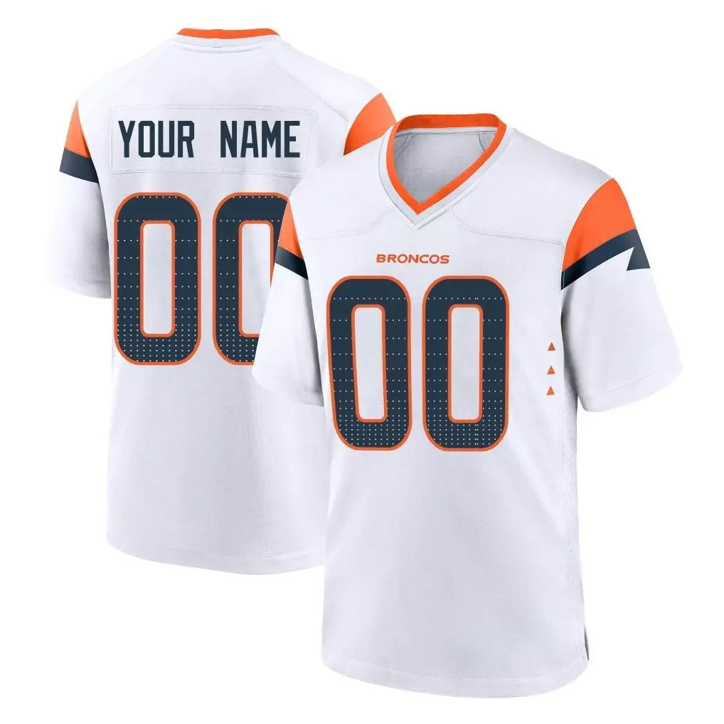Parkc Custom D.Broncos White Home Game Any Name & Numbers Stitched Jerseys