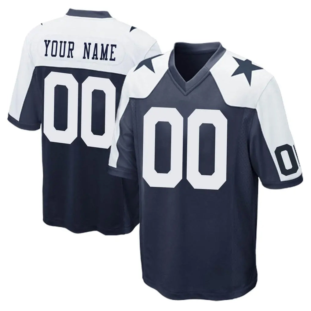 Parkc Custom D.Cowboys Navy-White Alternate Home Game Any Name & Numbers Stitched Jerseys