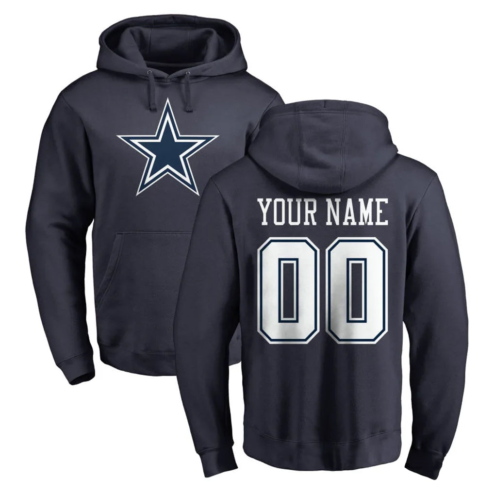 Parkc Custom D.Cowboys Navy Pullover Hoodies Limited Any Name & Numbers Stitched Jerseys