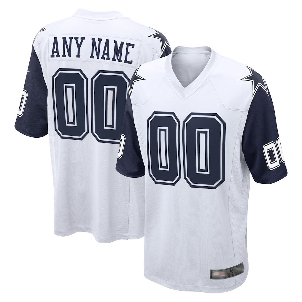 Parkc Custom D.Cowboys White-Navy Home Game Any Name & Numbers Stitched Jerseys