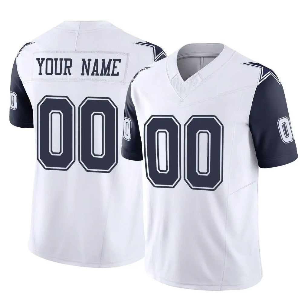 Parkc Custom D.Cowboys White-Navy Limited Vapor F.U.S.E. Home Game Any Name & Numbers Stitched Jerseys