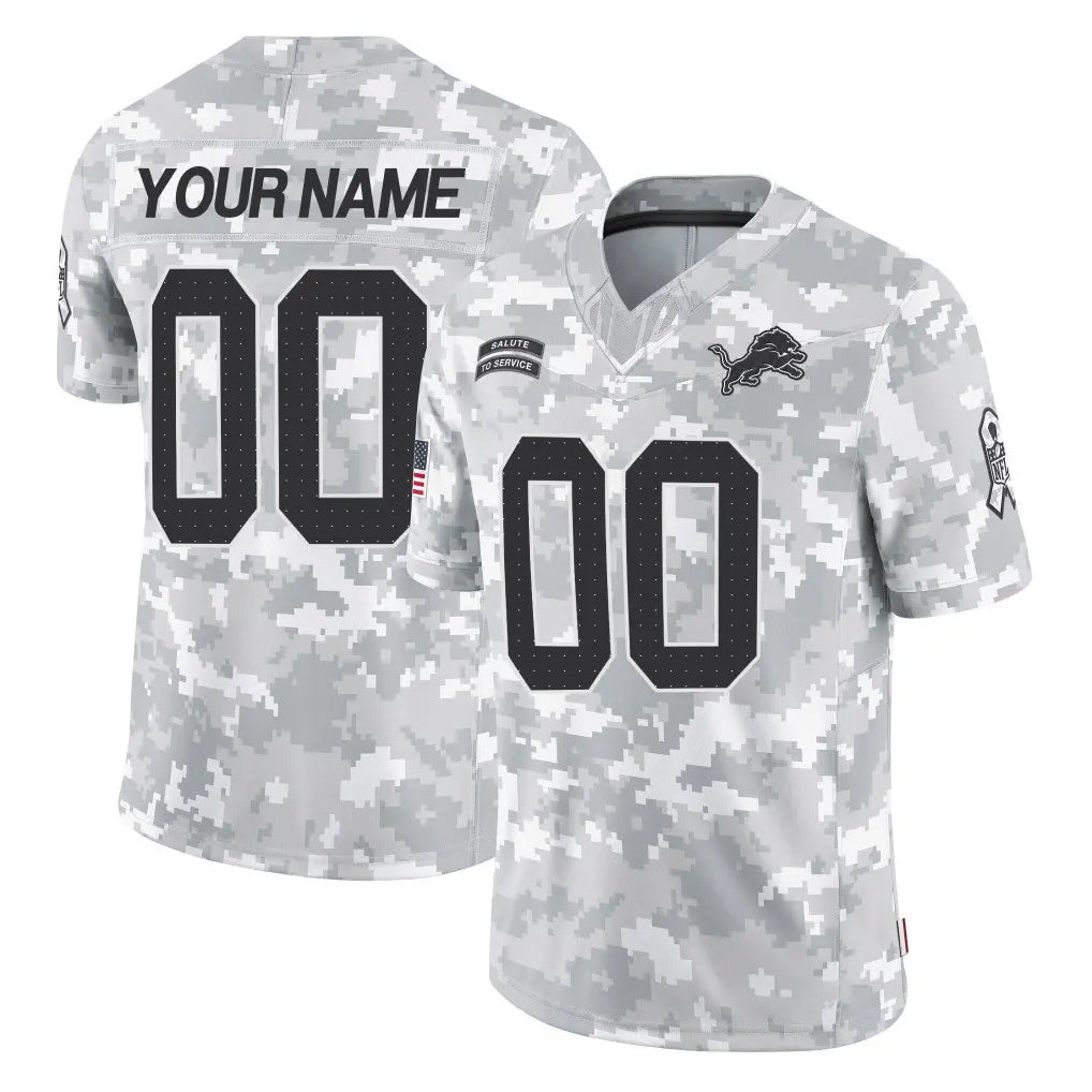 Parkc Custom D.Lions Arctic Camo Salute To Service Limited Any Name & Numbers Stitched Jerseys