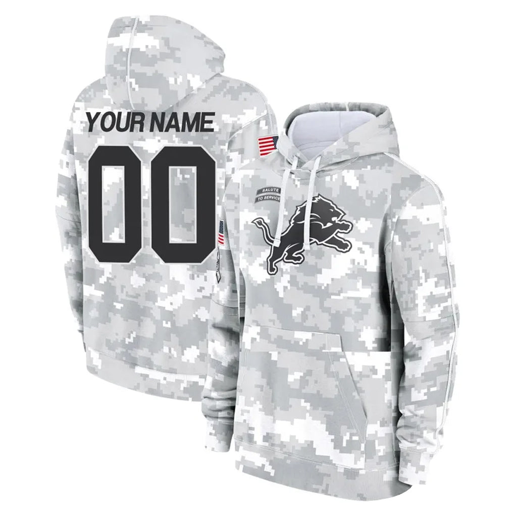 Parkc Custom D.Lions Arctic Camo Salute to Service Hoodies Limited Game Any Name & Numbers Stitched Jerseys