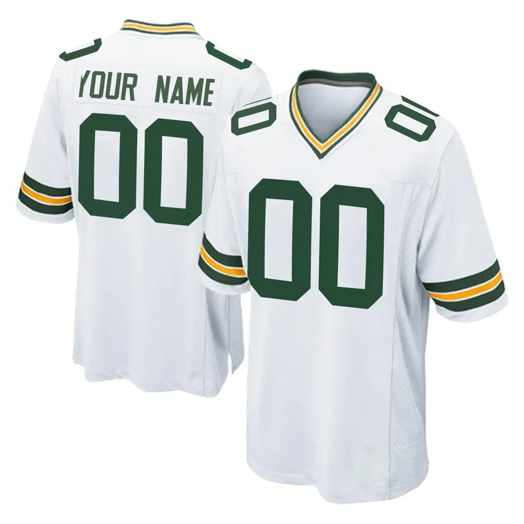 Parkc Custom GB.Packers White Home Game Any Name & Numbers Stitched Jerseys