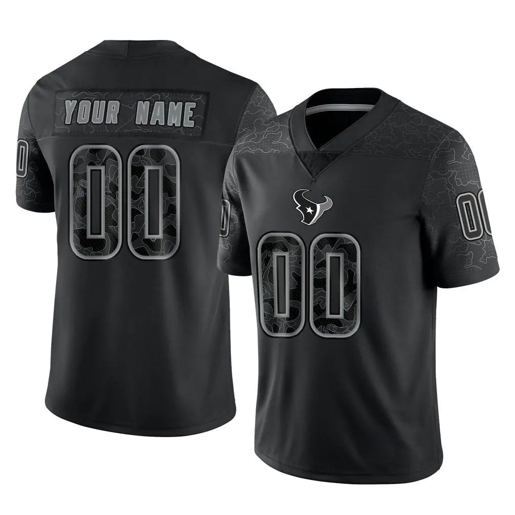 Parkc Custom H.Texans Black Reflective Limited Game Any Name & Numbers Stitched Jerseys