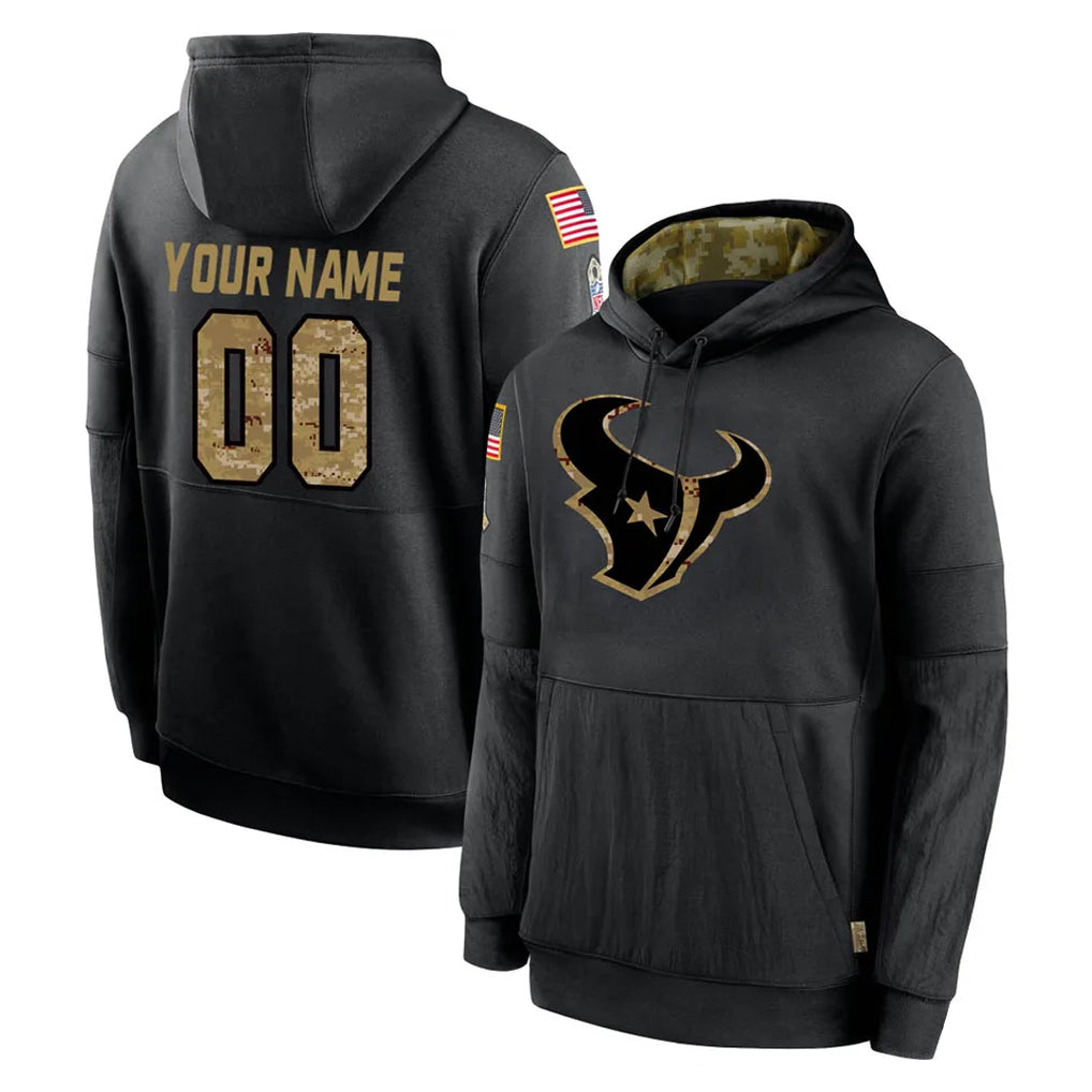 Parkc Custom H.Texans Black Salute to Service Hoodies Limited Game Any Name & Numbers Stitched Jerseys