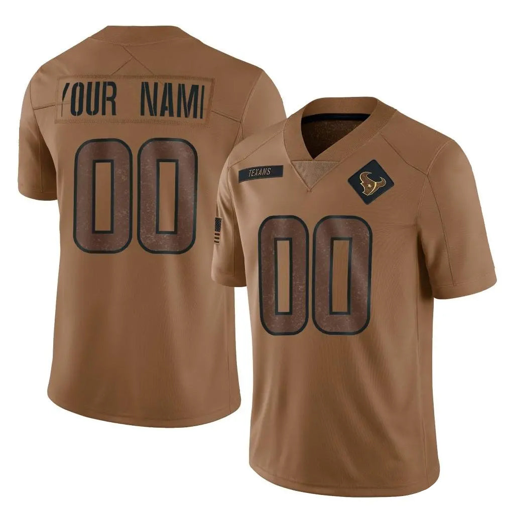 Parkc Custom H.Texans Brown Salute To Service Limited Any Name & Numbers Stitched Jerseys