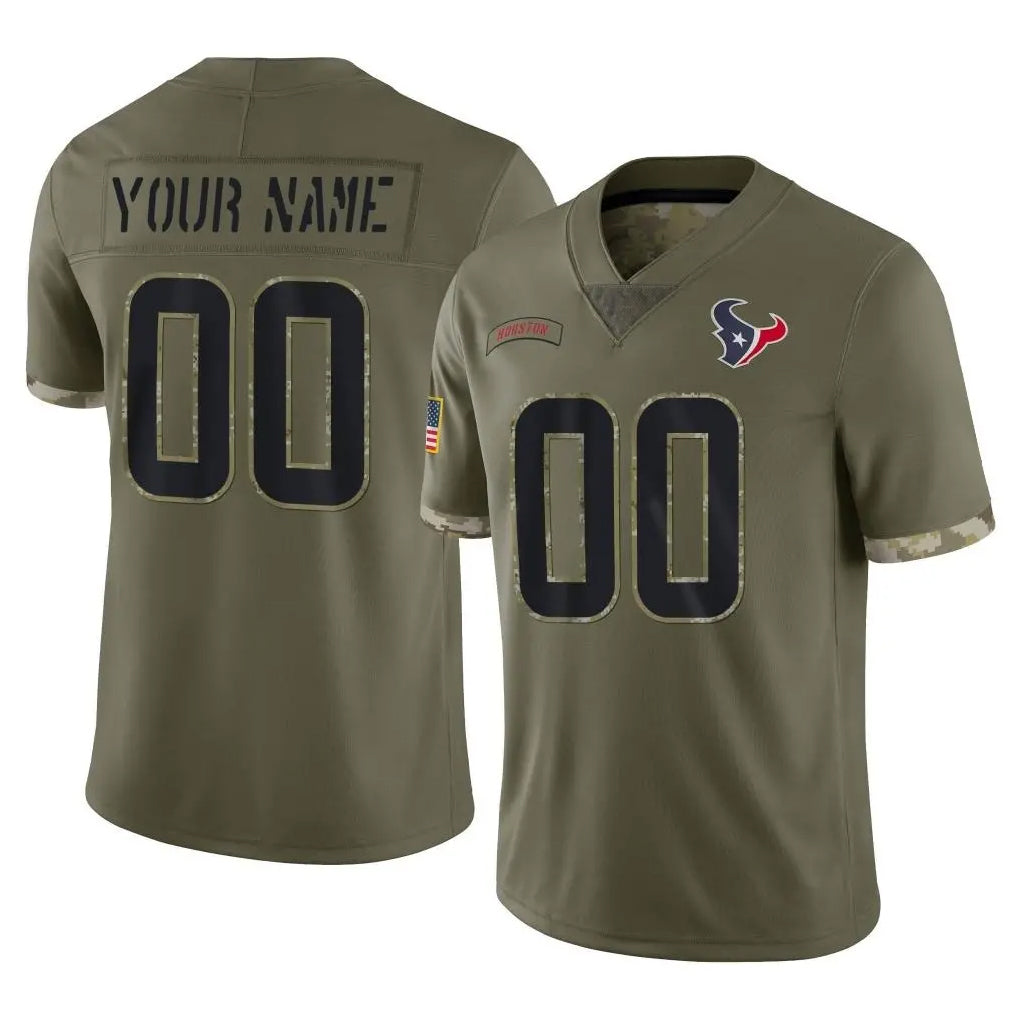 Parkc Custom H.Texans Olive Salute To Service Limited Any Name & Numbers Stitched Jerseys