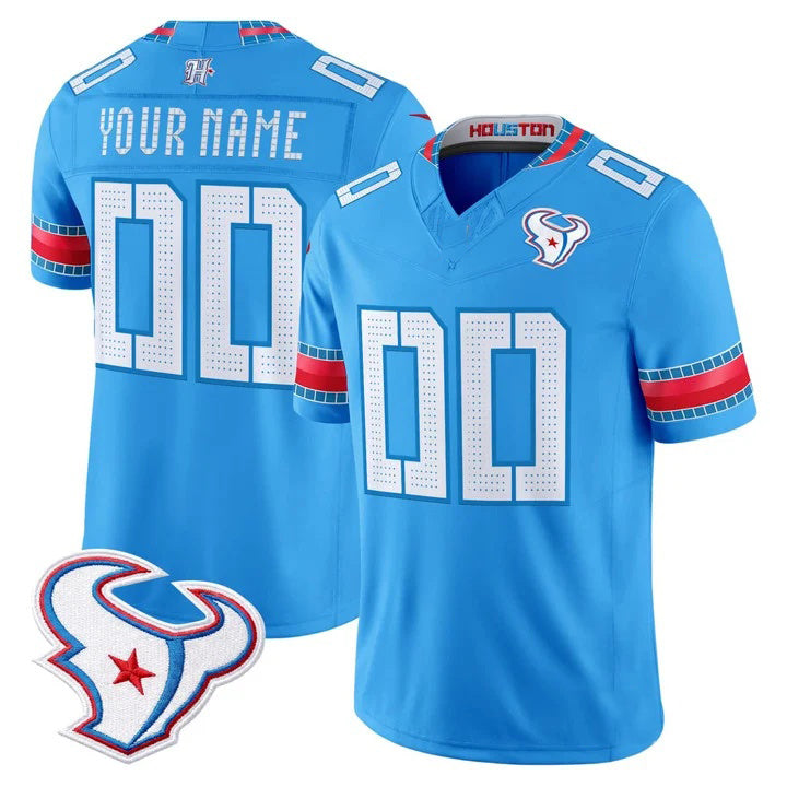 Parkc Custom H.Texans Rivalries Blue Jersey - All Stitched