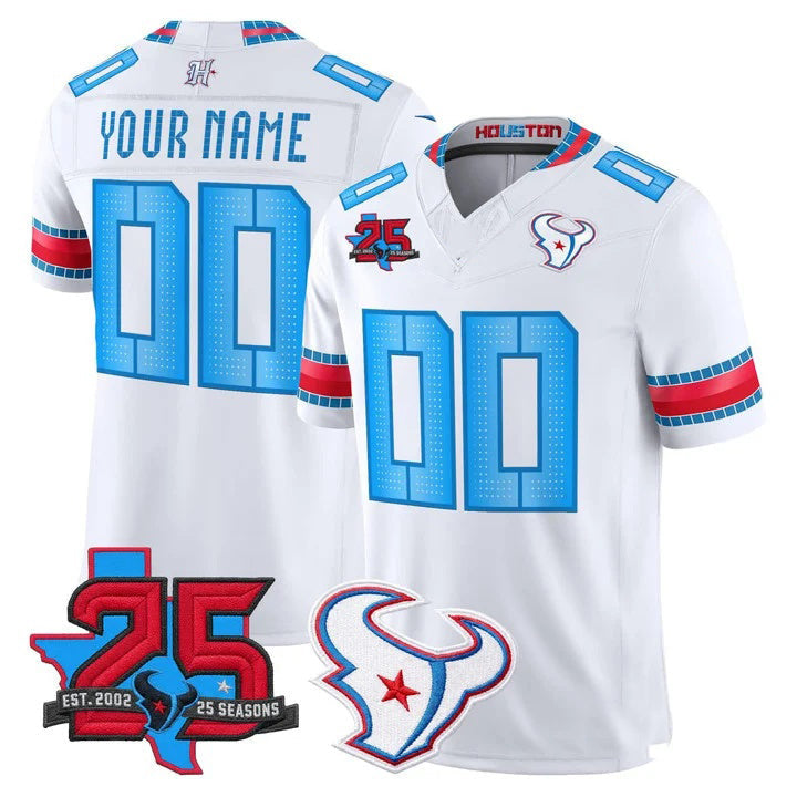 Parkc Custom H.Texans White Rivalries Jersey - All Stitched