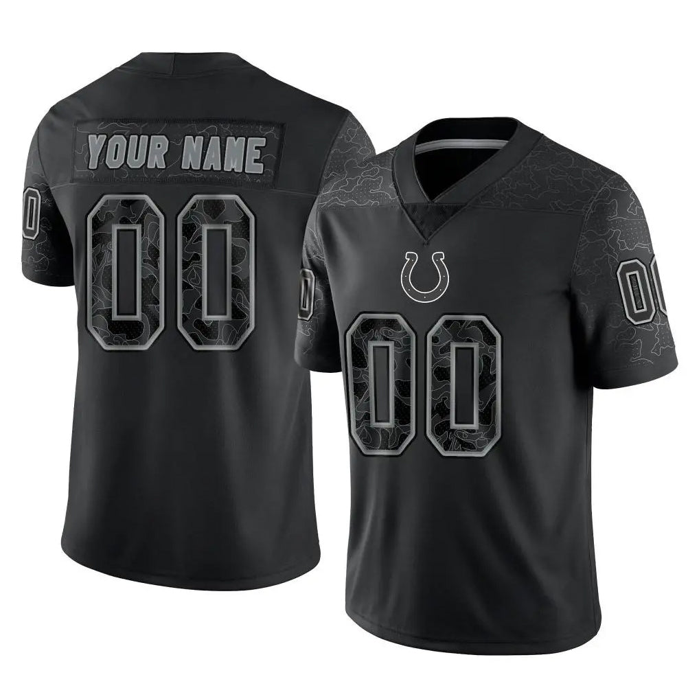 Parkc Custom IN.Colts Black Reflective Limited Game Any Name & Numbers Stitched Jerseys