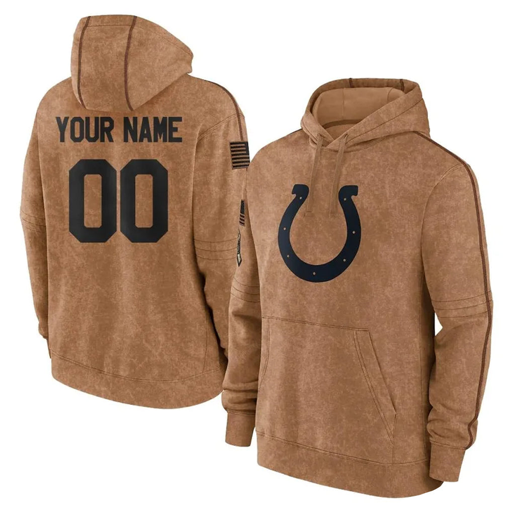 Parkc Custom IN.Colts Brown Salute to Service Hoodies Limited Game Any Name & Numbers Stitched Jerseys