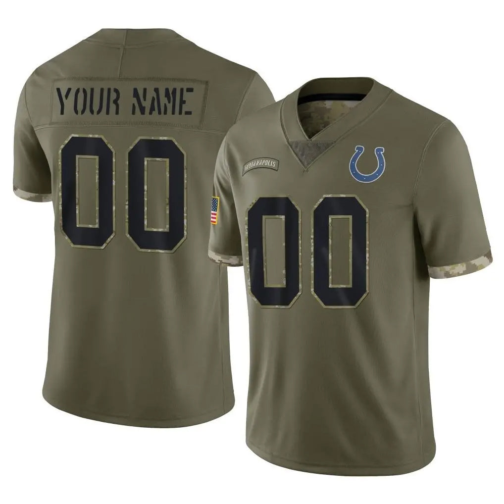 Parkc Custom IN.Colts Olive Salute To Service Limited Any Name & Numbers Stitched Jerseys