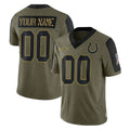 Parkc Custom IN.Colts Olive Salute To Service Limited Game Any Name & Numbers Stitched Jerseys
