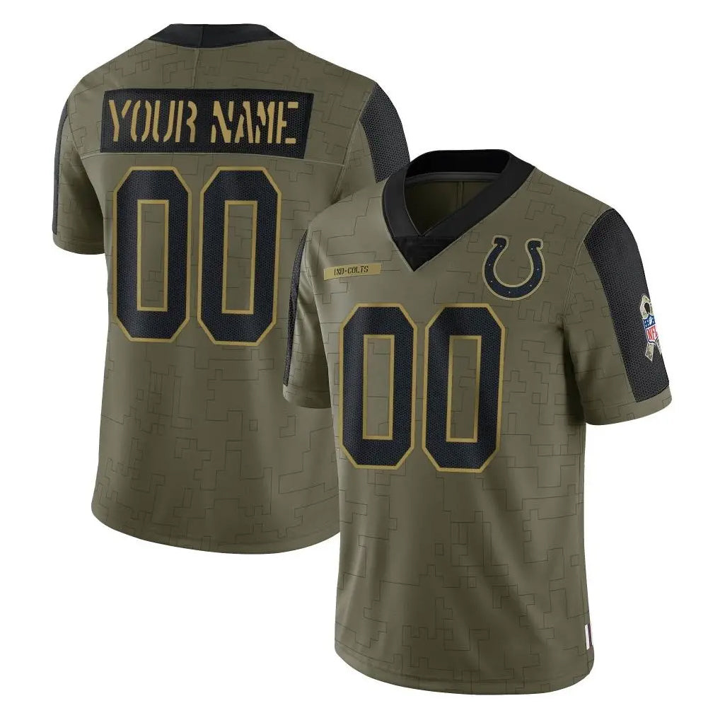 Parkc Custom IN.Colts Olive Salute To Service Limited Game Any Name & Numbers Stitched Jerseys