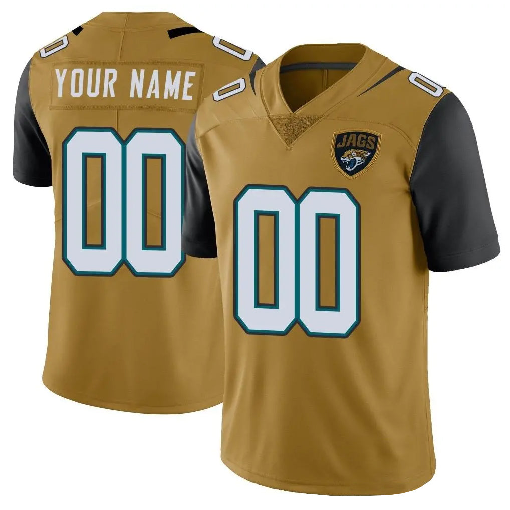 Parkc Custom J.Jaguars Gold Vapor Limited Home Game Any Name & Numbers Stitched Jerseys