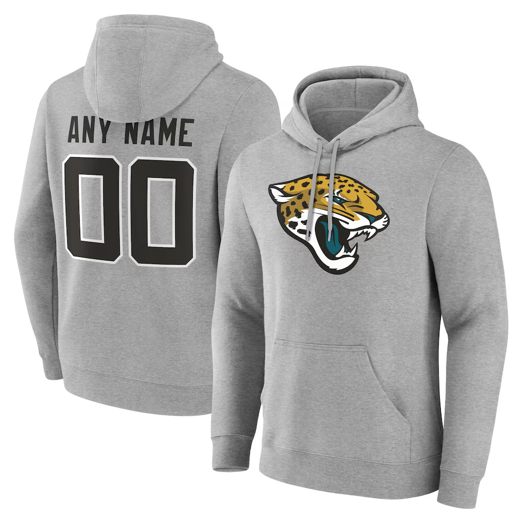 Parkc Custom J.Jaguars Gray Pullover Hoodies Any Name & Numbers Limited Stitched Jerseys