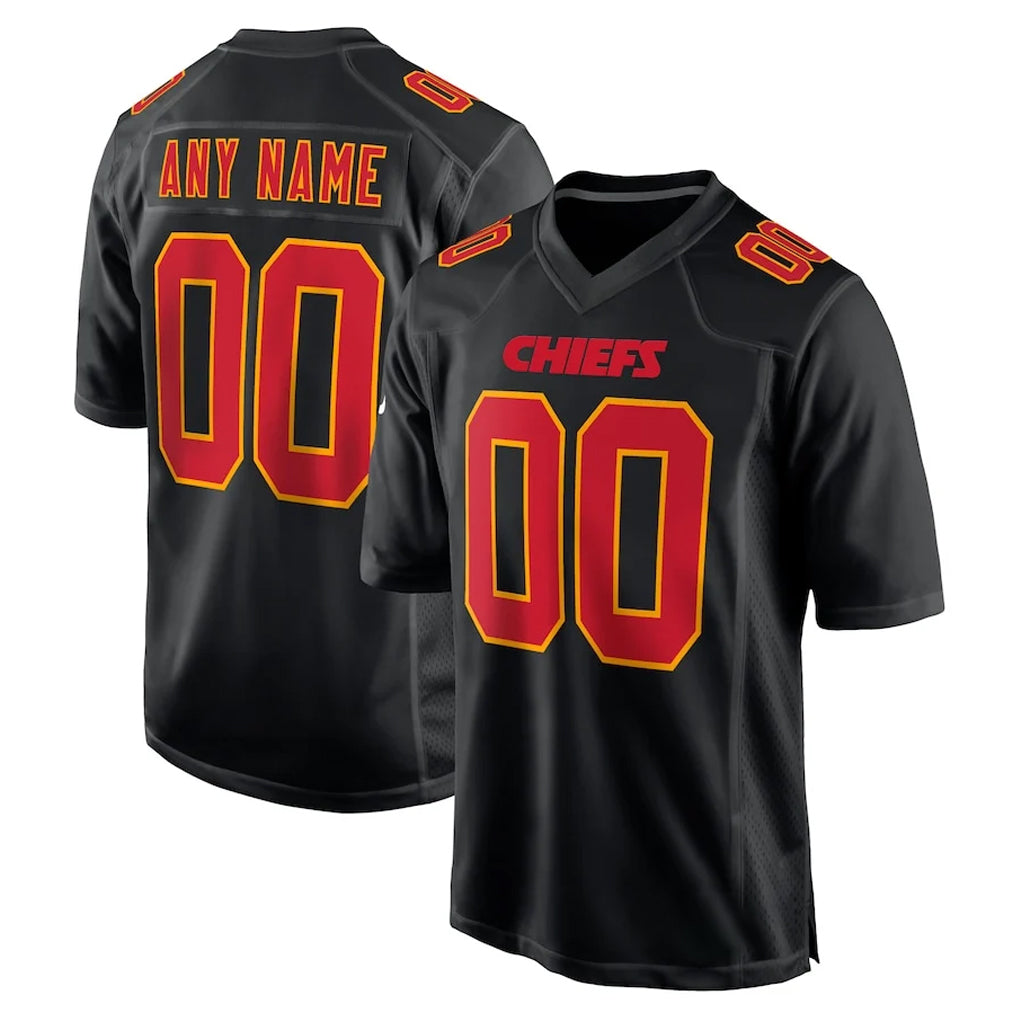 Parkc Custom KC.Chiefs Black Fashion Home Game Any Name & Numbers Stitched Jerseys