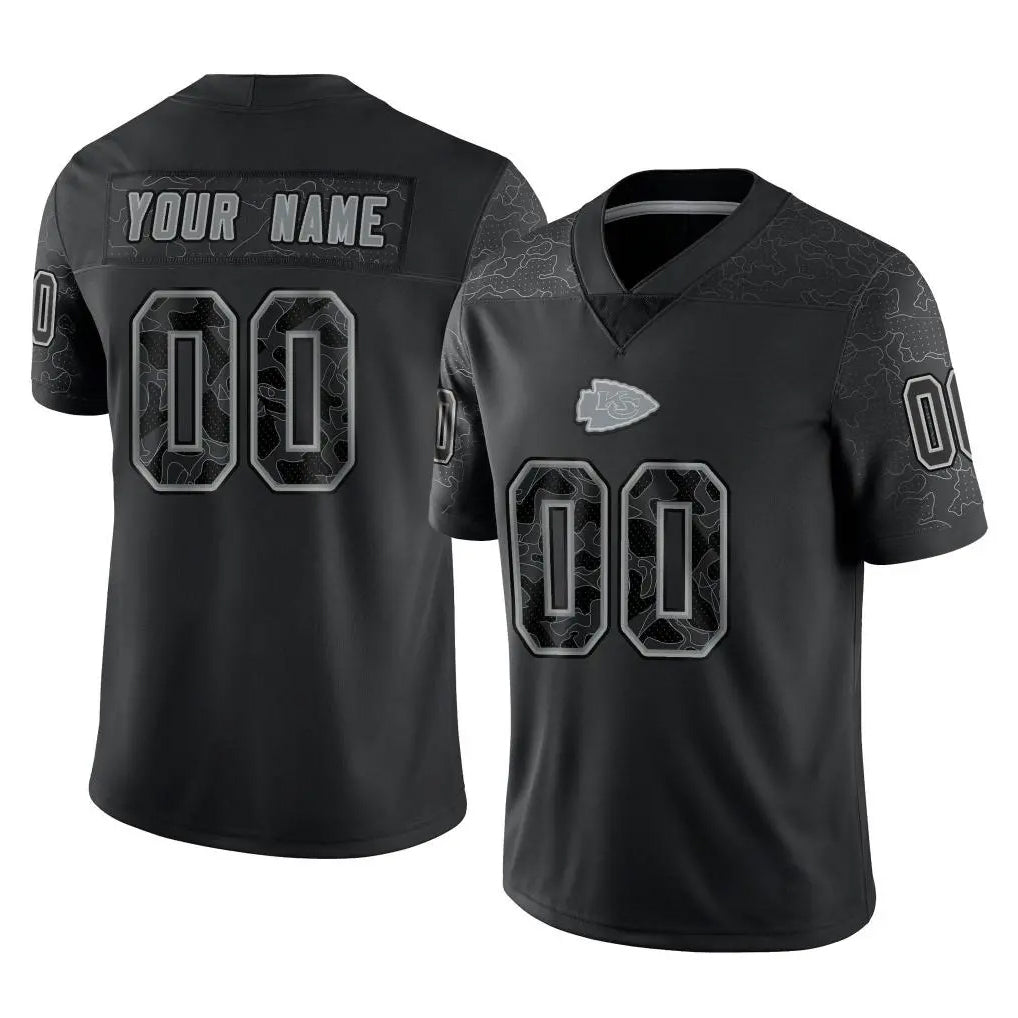 Parkc Custom KC.Chiefs Black Limited Reflective Game Any Name & Numbers Stitched Jerseys