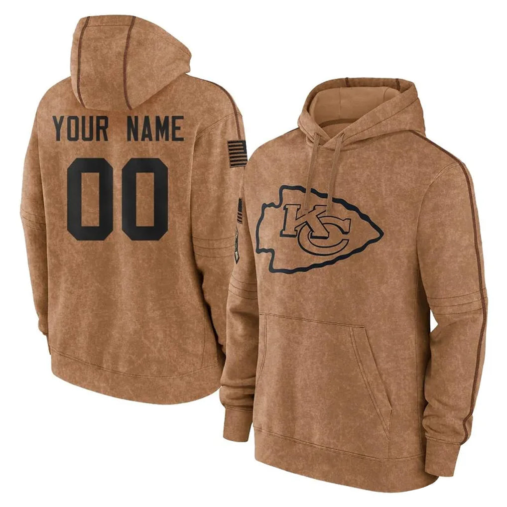 Parkc Custom KC.Chiefs Brown Salute to Service Hoodies Limited Game Any Name & Numbers Stitched Jerseys