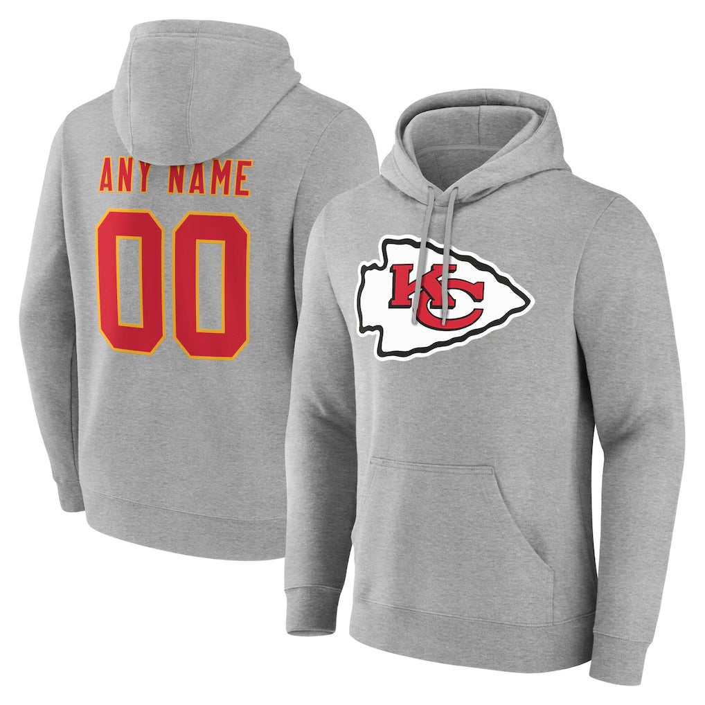 Parkc Custom KC.Chiefs Gray Pullover Hoodies Limited Any Name & Numbers Stitched Jerseys