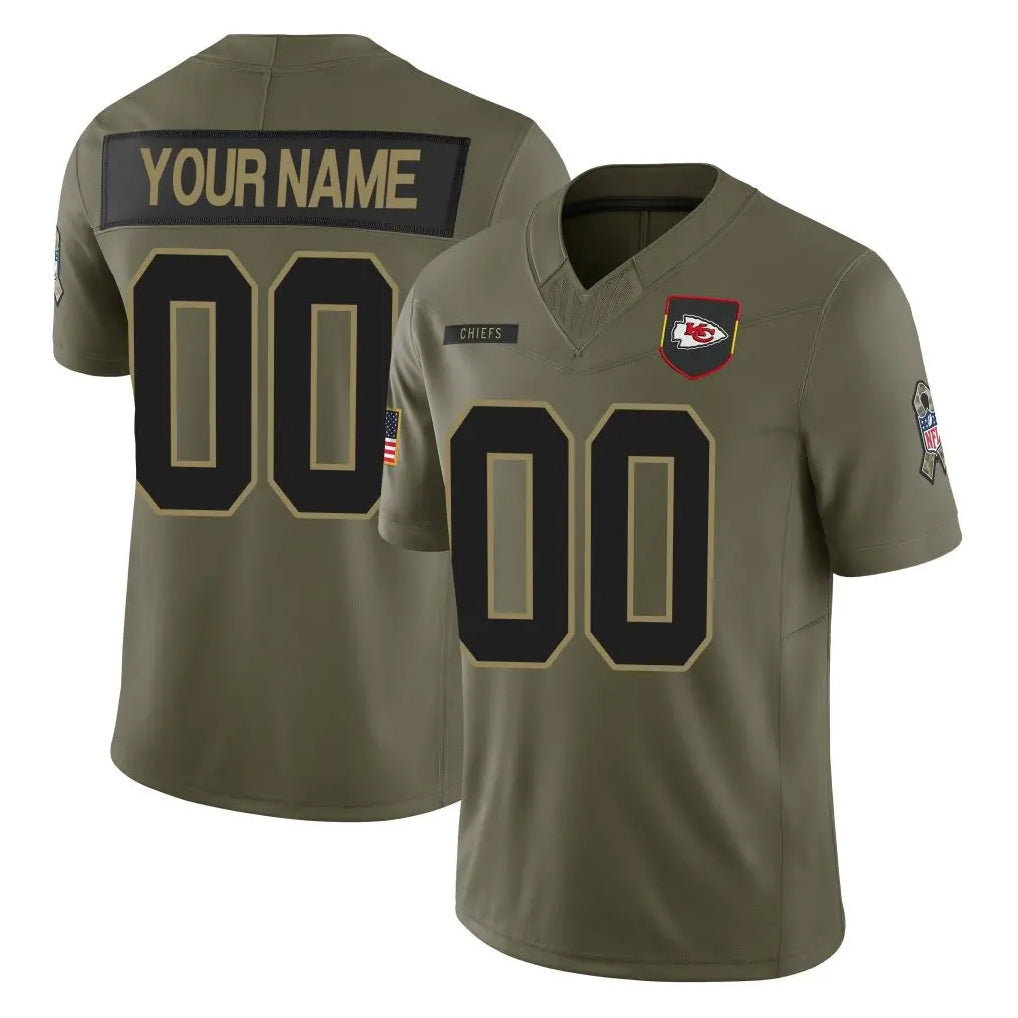 Parkc Custom KC.Chiefs Olive 2025 Salute To Service Limited Game Any Name & Numbers Stitched Jerseys