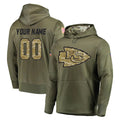Parkc Custom KC.Chiefs Olive Salute to Service Pullover Hoodies Home Game Any Name & Numbers Stitched Jerseys
