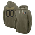 Parkc Custom KC.Chiefs Olive Salute to Service Pullover Hoodies Limited Any Name & Numbers Stitched Jerseys