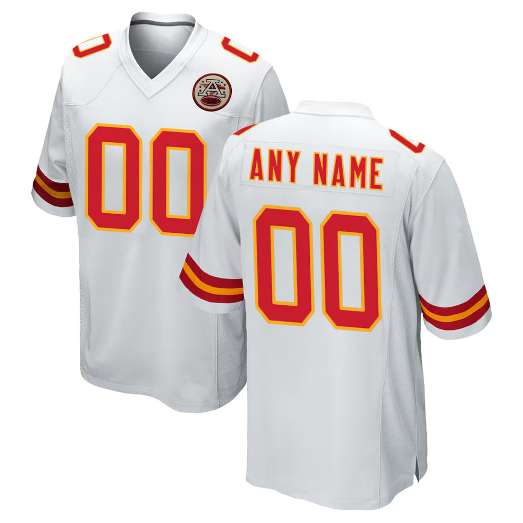 Parkc Custom KC.Chiefs White Home Game Any Name & Numbers Stitched Jerseys