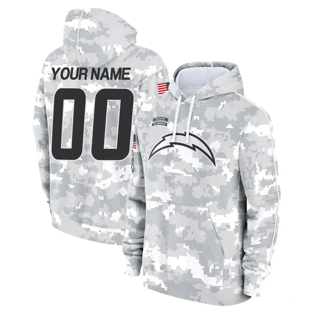 Parkc Custom LA.Chargers Arctic Camo Salute to Service Hoodies Limited Game Any Name & Numbers Stitched Jerseys