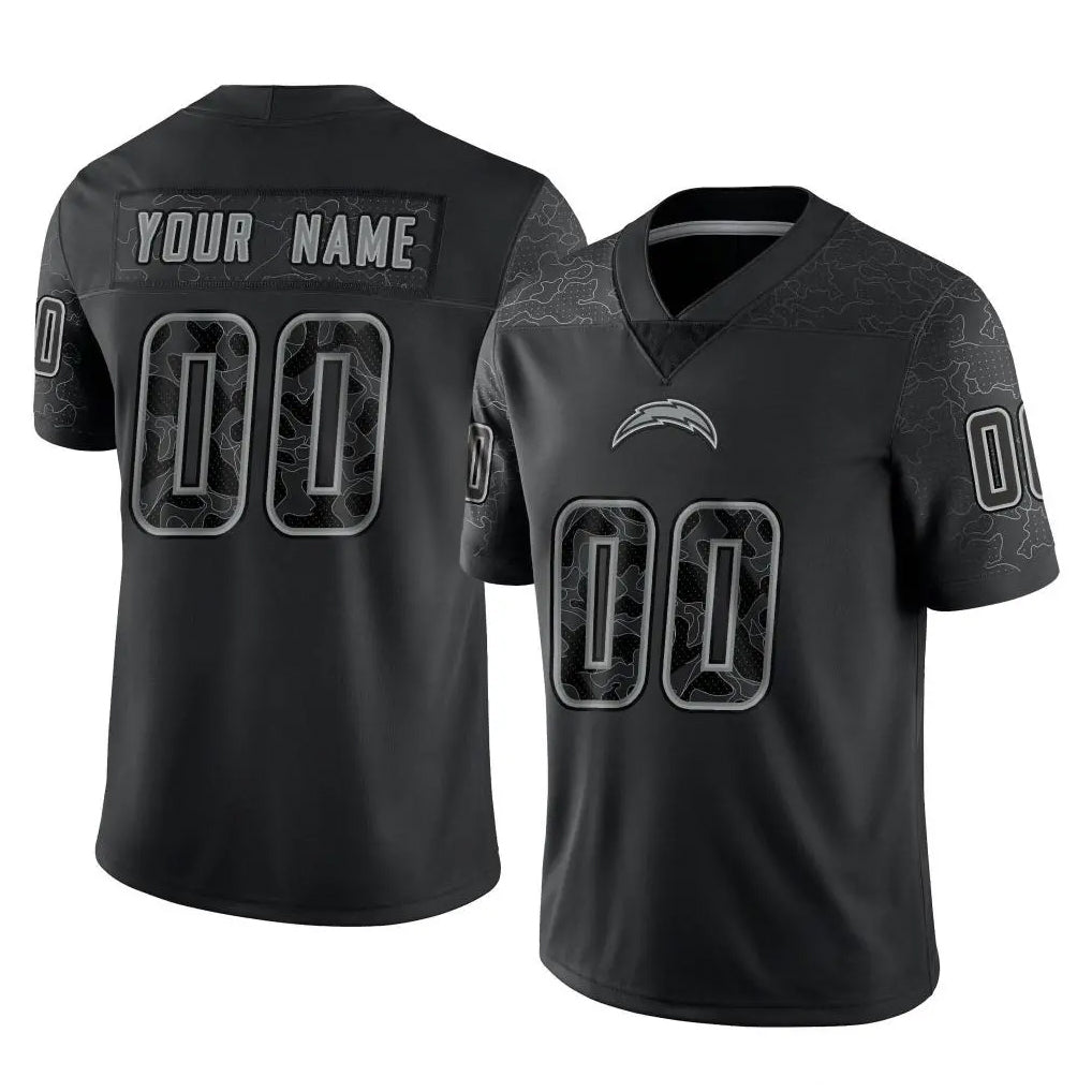 Parkc Custom LA.Chargers Black Reflective Limited Game Any Name & Numbers Stitched Jerseys