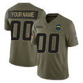 Parkc Custom LA.Chargers Olive 2025 Salute To Service Limited Game Any Name & Numbers Stitched Jerseys