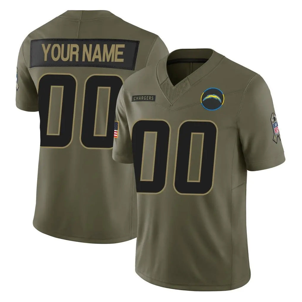 Parkc Custom LA.Chargers Olive 2025 Salute To Service Limited Game Any Name & Numbers Stitched Jerseys