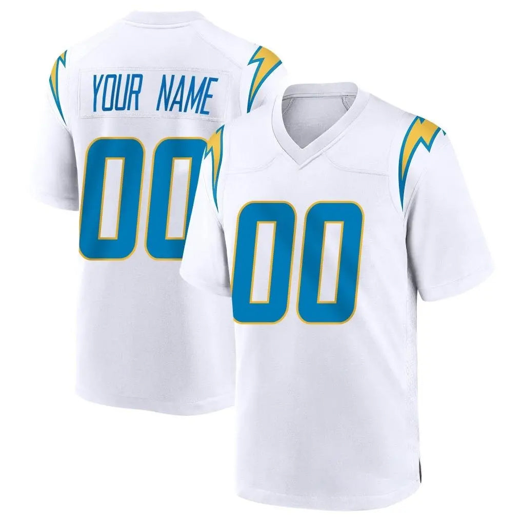 Parkc Custom LA.Chargers White Home Game Any Name & Numbers Stitched Jerseys